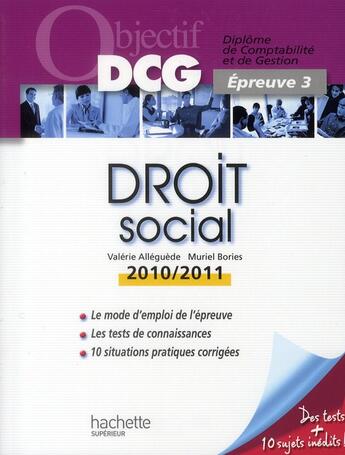 Couverture du livre « Droit social (édition 2010/2011) » de Brosset-Bories+Alleg aux éditions Hachette Education