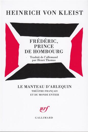 Couverture du livre « Frederic, prince de hombourg » de Heinrich Von Kleist aux éditions Gallimard