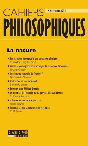 Couverture du livre « Cahiers philosophiques, hors serie 2015 la nature » de  aux éditions Vrin