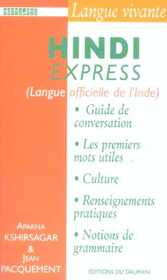 Couverture du livre « Hindi express » de Kshirsagar aux éditions Dauphin