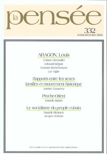 Couverture du livre « Pensee 2002 n.332 louis aragon » de  aux éditions Puf