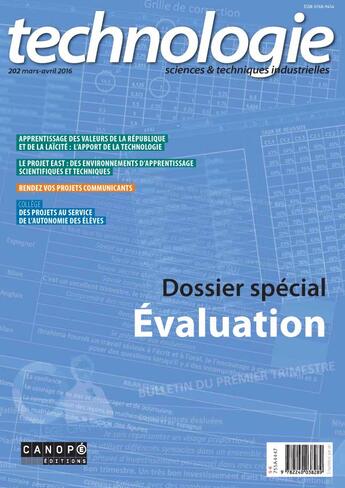 Couverture du livre « Revue technologie T.202 ; dossier spécial évaluation » de  aux éditions Reseau Canope