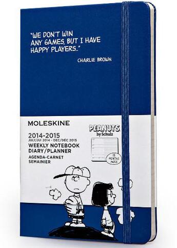 Couverture du livre « Agenda 18 mois semainier peanuts 2014-15 carnet grand format bleu » de Moleskine aux éditions Moleskine Papet