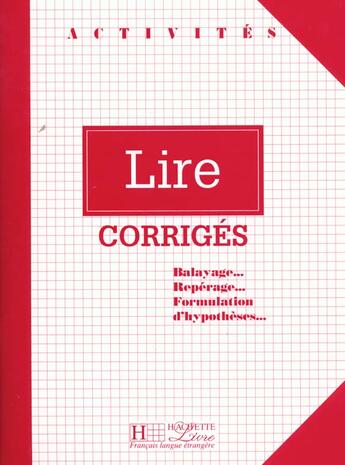 Couverture du livre « Lire ; Corrige » de Marisa Cavalli aux éditions Hachette Education