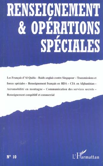 Couverture du livre « RENSEIGNEMENT ET OPÉRATIONS SPÉCIALES N°10 » de  aux éditions L'harmattan