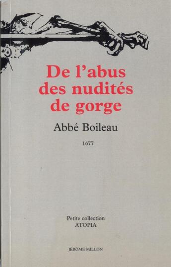 Couverture du livre « De l'abus des nudités de gorge » de Boileau (Abbe) aux éditions Millon