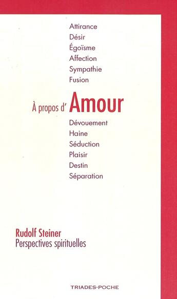 Couverture du livre « À propos d'amour » de Rudolf Steiner aux éditions Triades