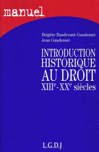 Couverture du livre « Histoire du droit » de Basdevant-Gaudemet/G aux éditions Lgdj