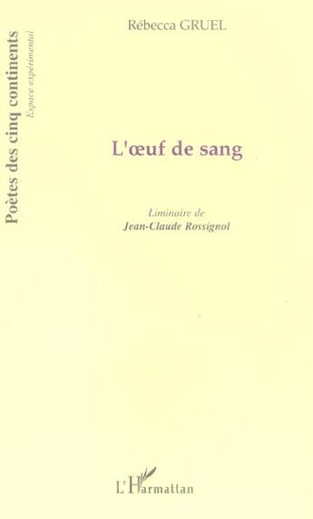 Couverture du livre « L'oeuf de sang » de Rebecca Gruel aux éditions L'harmattan