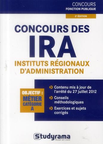 Couverture du livre « Concours des IRA (2e édition) » de Marc Dalens et Caroline Binet aux éditions Studyrama