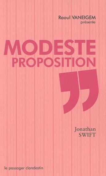 Couverture du livre « Modeste proposition » de Jonathan Swift aux éditions Le Passager Clandestin