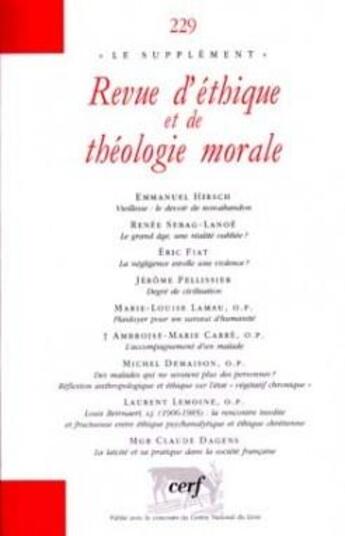 Couverture du livre « Revue d'éthique et de théologie morale 229 » de Collectif Retm aux éditions Cerf