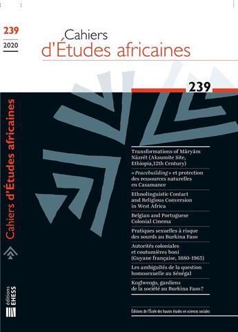 Couverture du livre « Cahiers d'études africaines n.239 (édition 2020) » de Cahiers D'Etudes Africaines aux éditions Ehess