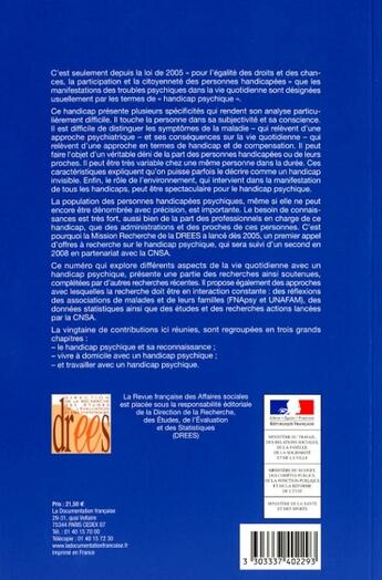 Couverture du livre « Handicap psychique et vie quotidienne » de  aux éditions Documentation Francaise