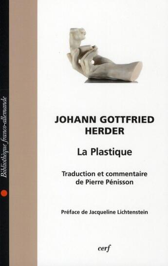 Couverture du livre « La plastique » de Johann-Gottfried Von Herder aux éditions Cerf