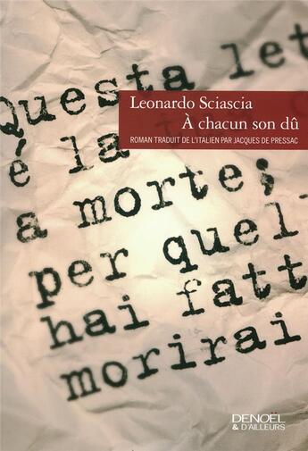Couverture du livre « À chacun son dû » de Sciascia Leonar aux éditions Denoel