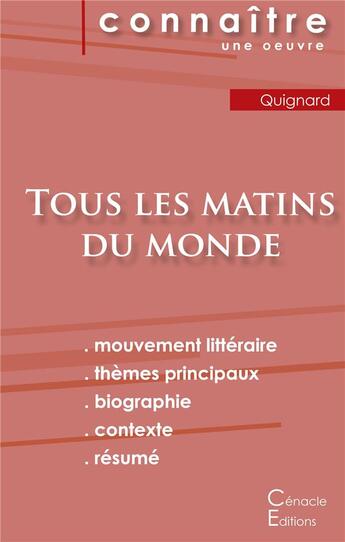 Couverture du livre « Tous les matins du monde, de Pascal Quignard » de  aux éditions Editions Du Cenacle