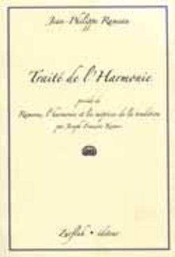 Couverture du livre « Traité de l'harmonie » de Jean-Philippe Rameau aux éditions Zurfluh