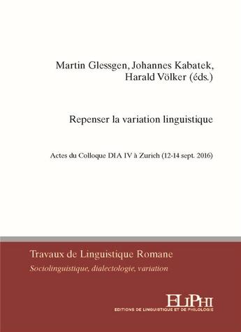 Couverture du livre « Repenser la variation linguistique » de Anonyme aux éditions Eliphi