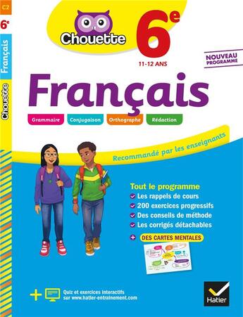 Couverture du livre « Chouette entrainement - 2 - francais 6e - cahier d'entrainement et de revision » de Sandrine Girard aux éditions Hatier