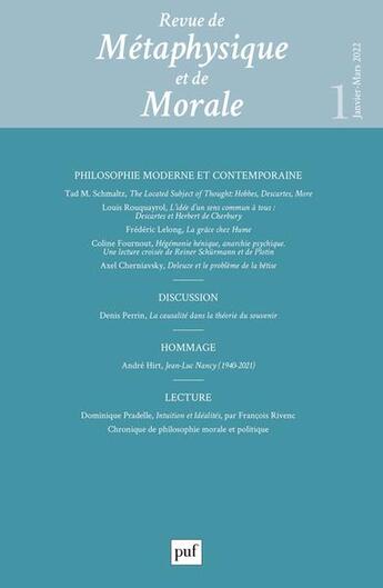 Couverture du livre « Revue de metaphysique et morale, 2022-1 » de  aux éditions Puf