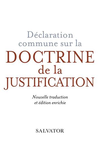 Couverture du livre « Déclaration commune sur la doctrine de la justification » de  aux éditions Salvator