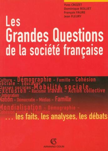 Couverture du livre « Les grandes questions de la societe francaise » de Crozet/Yves aux éditions Armand Colin