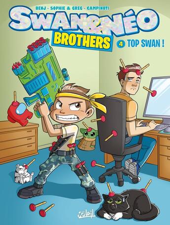 Couverture du livre « Swan et Néo brothers Tome 4 : Top Swan ! » de Benj et Paolo Campinoti et Sophie Et Greg aux éditions Soleil