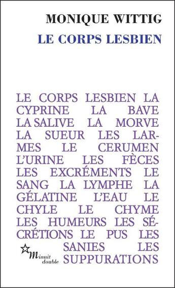 Couverture du livre « Le Corps lesbien » de Monique Wittig aux éditions Minuit