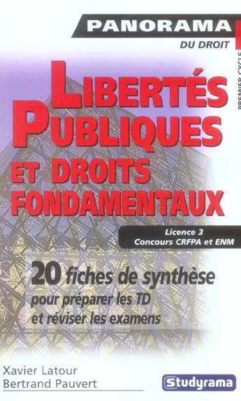 Couverture du livre « Lobertes publiques et droits fondamentaux » de Xavier Latour aux éditions Studyrama