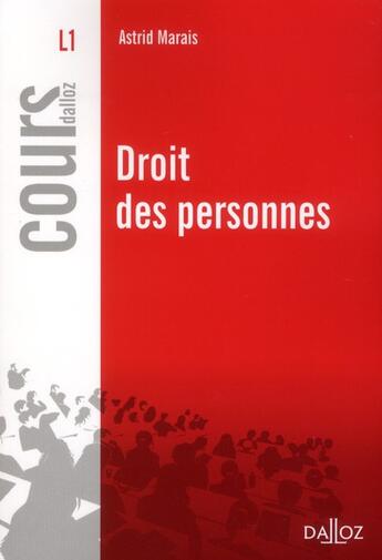 Couverture du livre « Droit des personnes (édition 2012) » de Astrid Marais aux éditions Dalloz