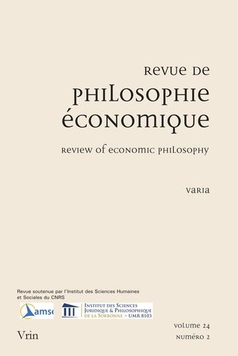 Couverture du livre « Revue de philosophie économique : Varia » de Boyer/Crespo/Herrera aux éditions Vrin