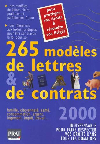 Couverture du livre « 270 modeles de lettres et contrats » de Patricia Gendrey aux éditions Prat
