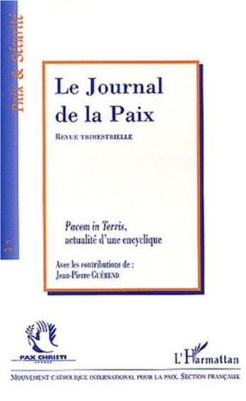 Couverture du livre « Le journal de la paix t.478 ; pacem in terris, actualité d'une encyclique » de  aux éditions L'harmattan