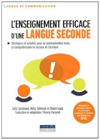 Couverture du livre « ENSEIGNEMENT EFFICACE D'UNE LANGUE SECONDE » de Jacobson/Johnson/Lap aux éditions Cheneliere Mcgraw-hill