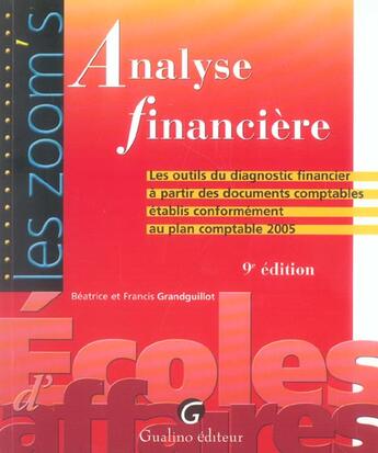 Couverture du livre « Zoom's analyse financiere 9eme (9e édition) » de Grandguillot Beatric aux éditions Gualino