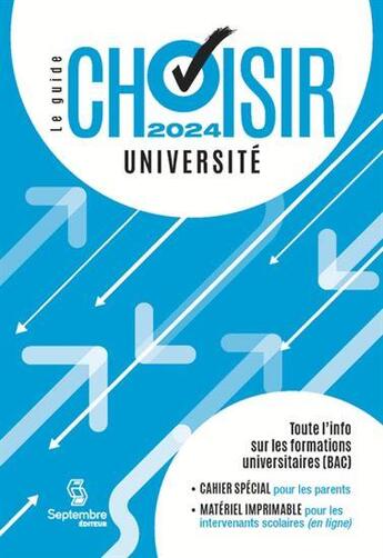 Couverture du livre « Guide choisir universite 2024 » de  aux éditions Septembre