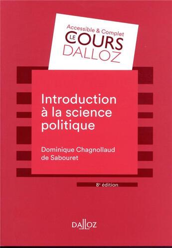 Couverture du livre « Introduction à la science politique (8e édition) » de Dominique aux éditions Dalloz