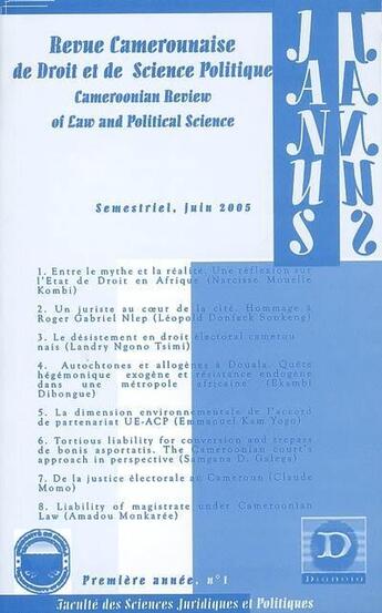 Couverture du livre « Revue camerounaise de droit et de sciences politiques ; Janus 1 » de  aux éditions Dianoia