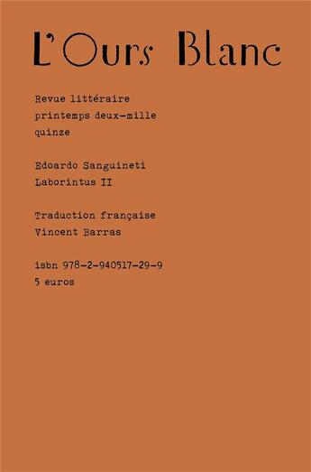 Couverture du livre « Laborintus II » de Edoardo Sanguineti aux éditions Heros Limite