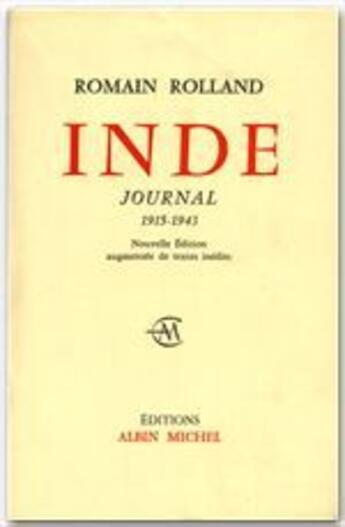 Couverture du livre « Inde ; journal 1915-1943 » de Romain Rolland aux éditions Albin Michel