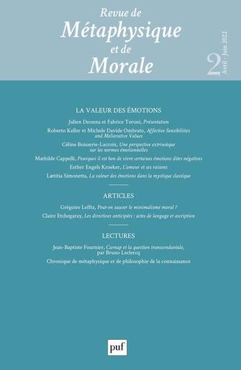 Couverture du livre « Revue de metaphysique et morale, 2022-2 » de  aux éditions Puf