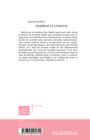 Couverture du livre « Marlène la chienne » de Forthite David aux éditions Le Manuscrit