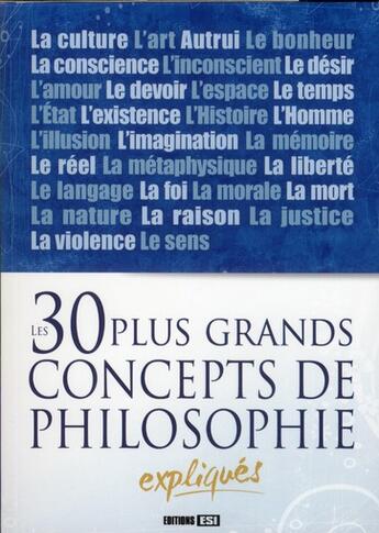 Couverture du livre « Les 30 plus grands concepts de philosophie expliqués » de  aux éditions Editions Esi