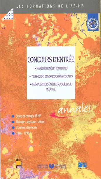 Couverture du livre « Concours d entree masseurs kinesitherapeutes techniciens en analyses biomedicale » de Douin aux éditions Doin