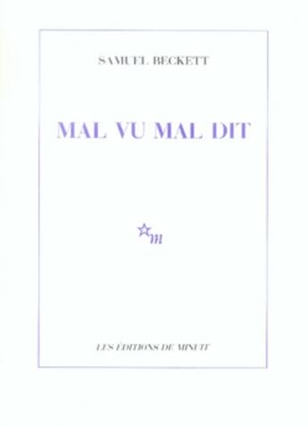 Couverture du livre « Mal vu mal dit » de Samuel Beckett aux éditions Minuit