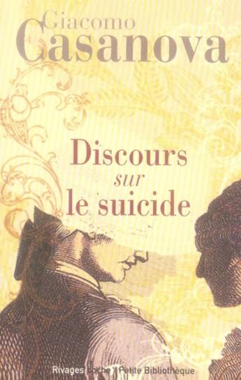 Couverture du livre « Dialogues sur le suicide » de Giacomo Casanova aux éditions Rivages