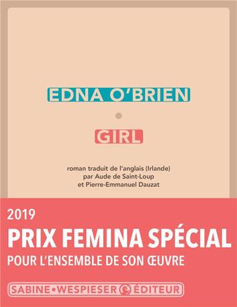 Couverture du livre « Girl » de Edna O'Brien aux éditions Sabine Wespieser