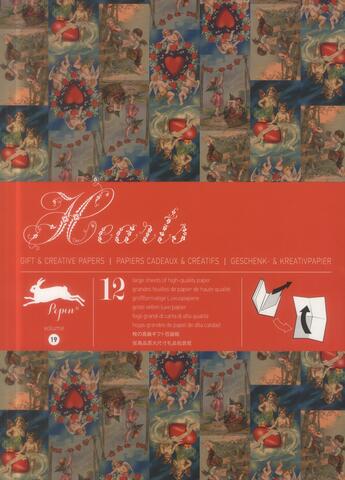 Couverture du livre « PAPIERS CADEAUX T.19 ; hearts ; 12 grandes feuilles de papiers cadeaux créatifs de haute qualité » de Pepin Van Roojen aux éditions Pepin