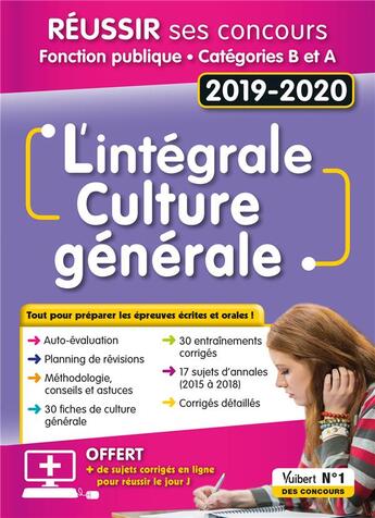 Couverture du livre « L'intégrale culture générale (édition 2019/2020) » de Melanie Hoffert et Pascal Lepretre et Lionel Lavergne aux éditions Vuibert